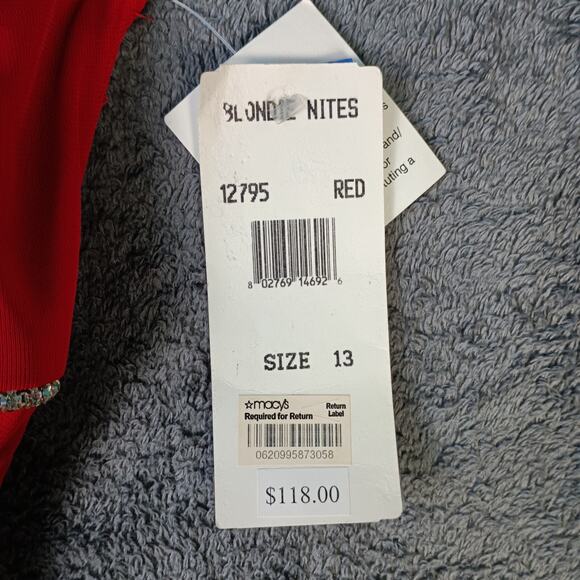 Red Halter Formal Gown Blondie Nites by Linda Bernell Size 13 Prom HOCO - Picture 2 of 16